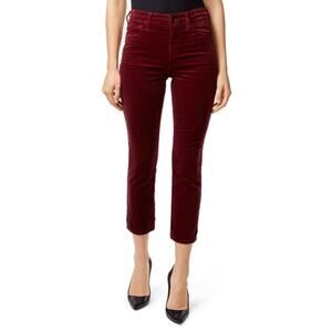 J Brand Ruby Red High Waist Crop Velvet Pants 29